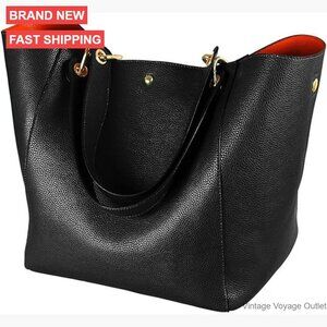 Large Work Tote Bag with Crossbody Strap, Waterproof Vegan Leather